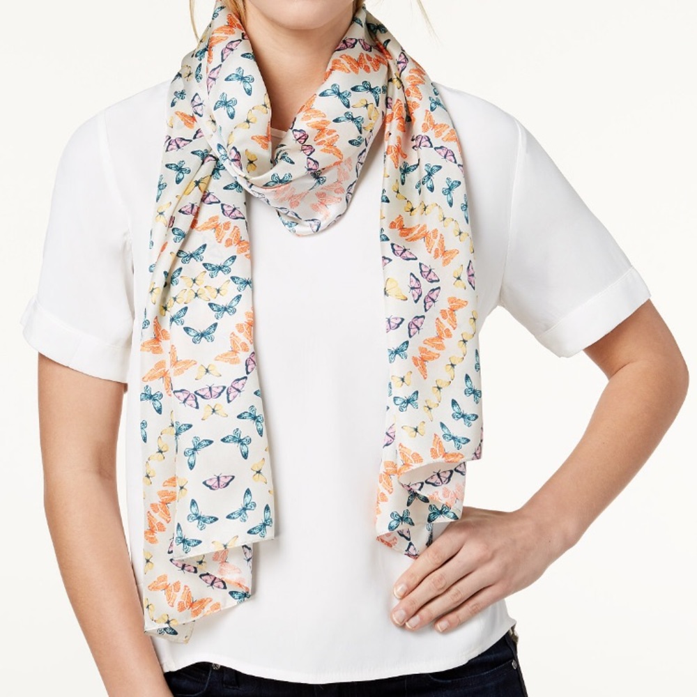 Echo Printed Silk Scarf Butterfly Multicolor NWT